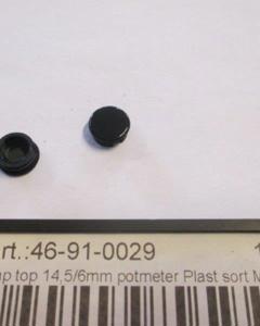 Button Top 14.5/6mm potmeter plastic black n/bar